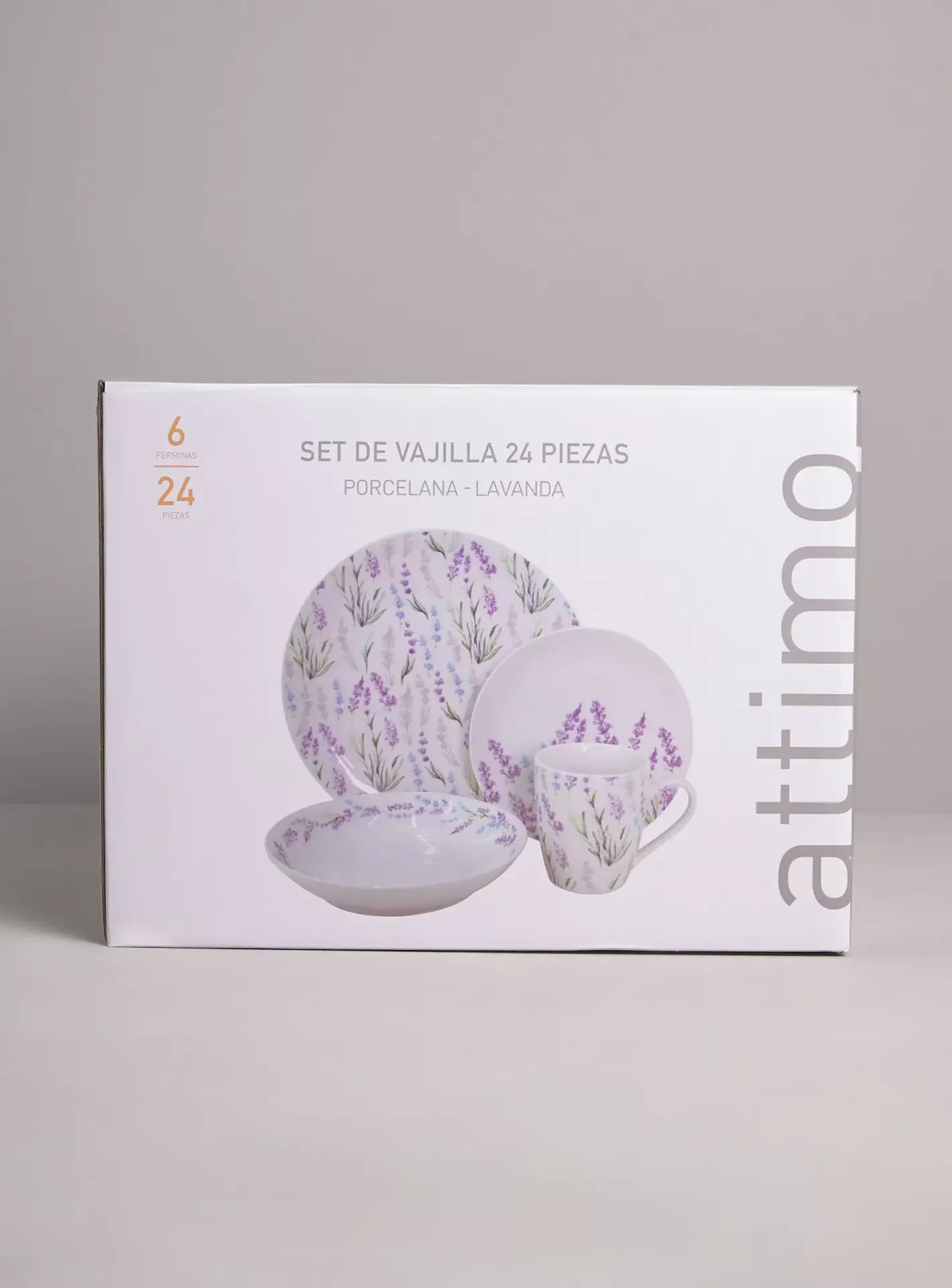 Attimo Set Vajilla 24 Piezas Lavanda Porcelana - Imagen 2