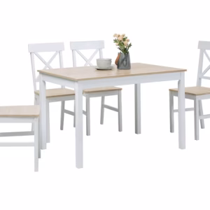 Juego de Comedor 4 Sillas Romance Blanco/Natural