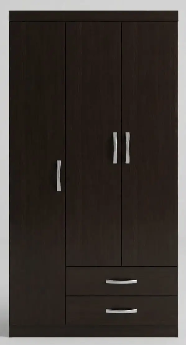 Clóset de 3 puertas y 2 cajones color oscuro